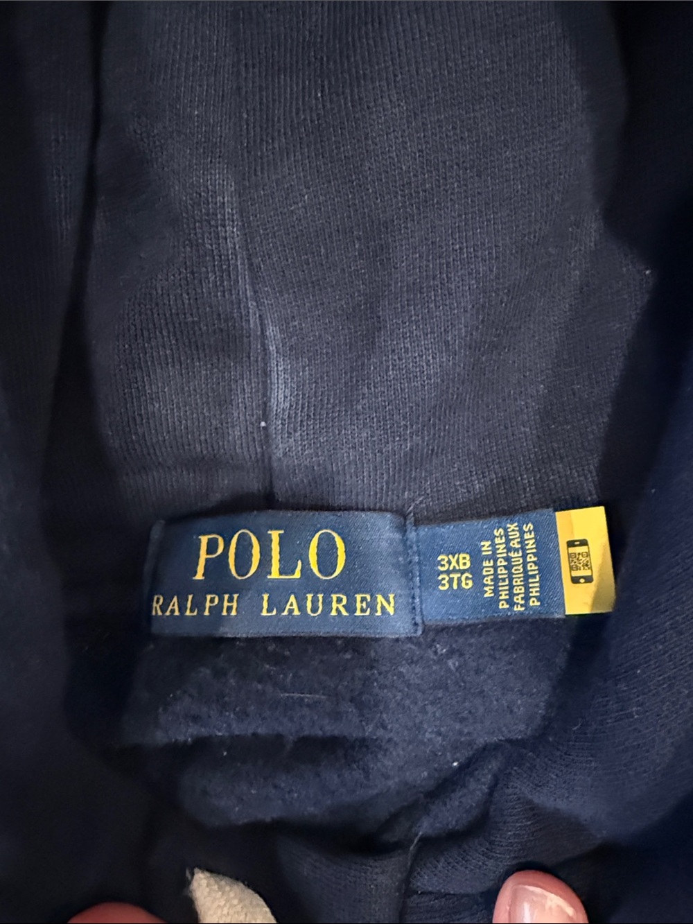 Polo by Ralph Lauren Navy Hoodie with Yellow Logo - Picture 3 of 4